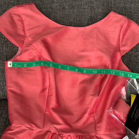 Alfred Sung cap sleeves papaya color style D568 dress - Picture 5 of 9